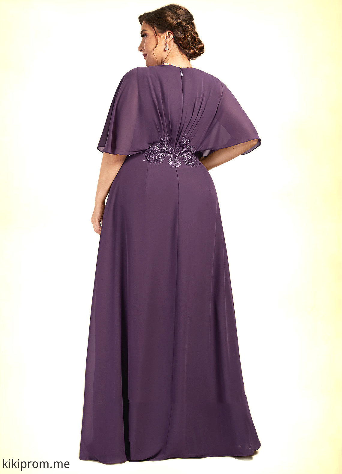 Jennifer A-Line V-neck Floor-Length Chiffon Mother of the Bride Dress With Lace Sequins STF126P0014665