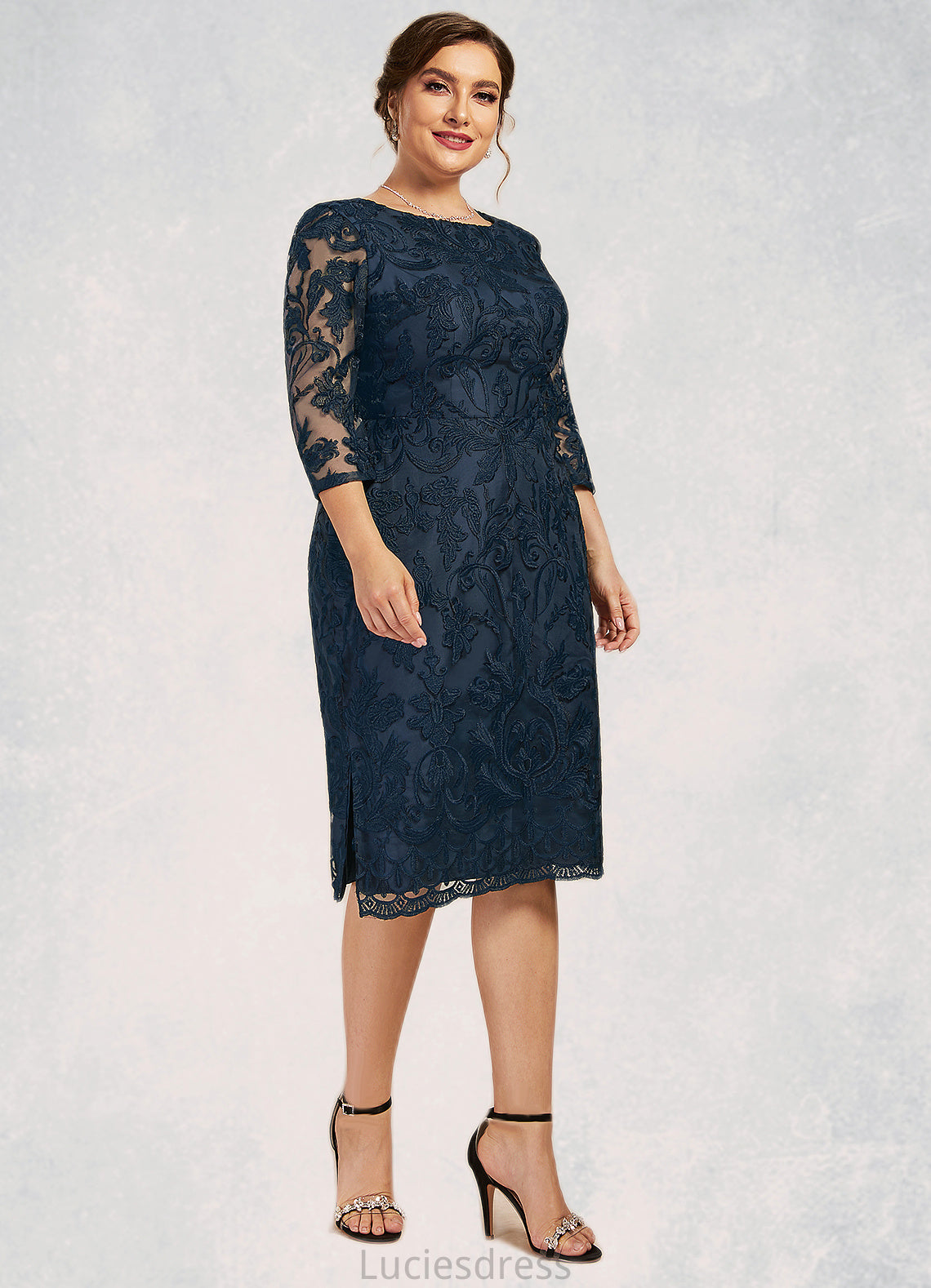 Isla Sheath/Column Scoop Neck Knee-Length Lace Mother of the Bride Dress HF126P0014675