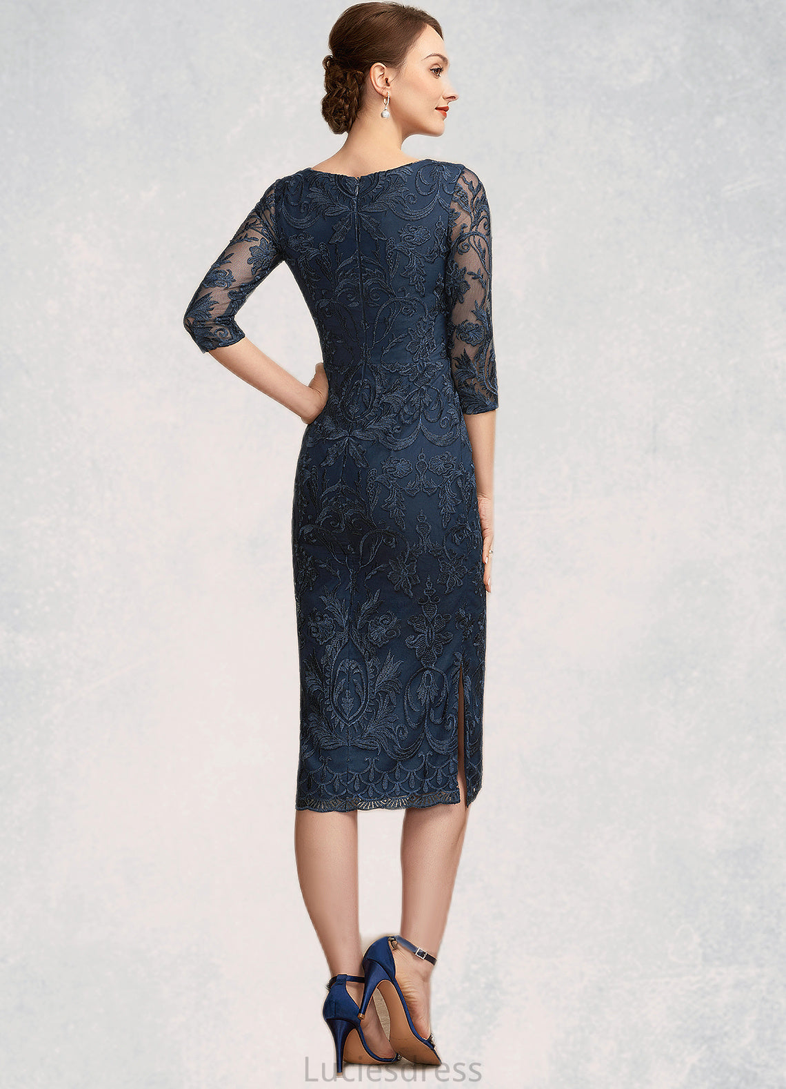 Isla Sheath/Column Scoop Neck Knee-Length Lace Mother of the Bride Dress HF126P0014675