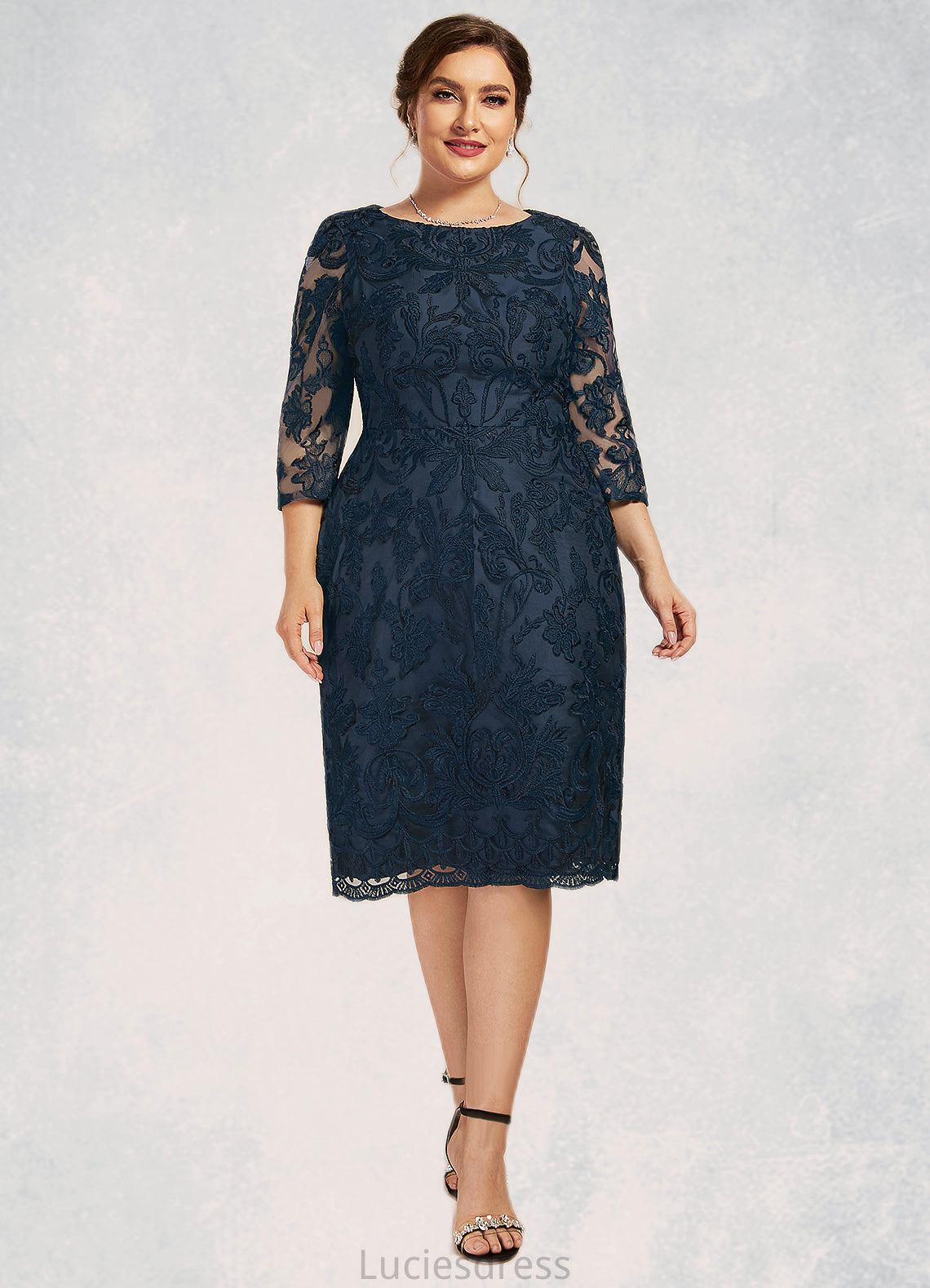 Isla Sheath/Column Scoop Neck Knee-Length Lace Mother of the Bride Dress HF126P0014675