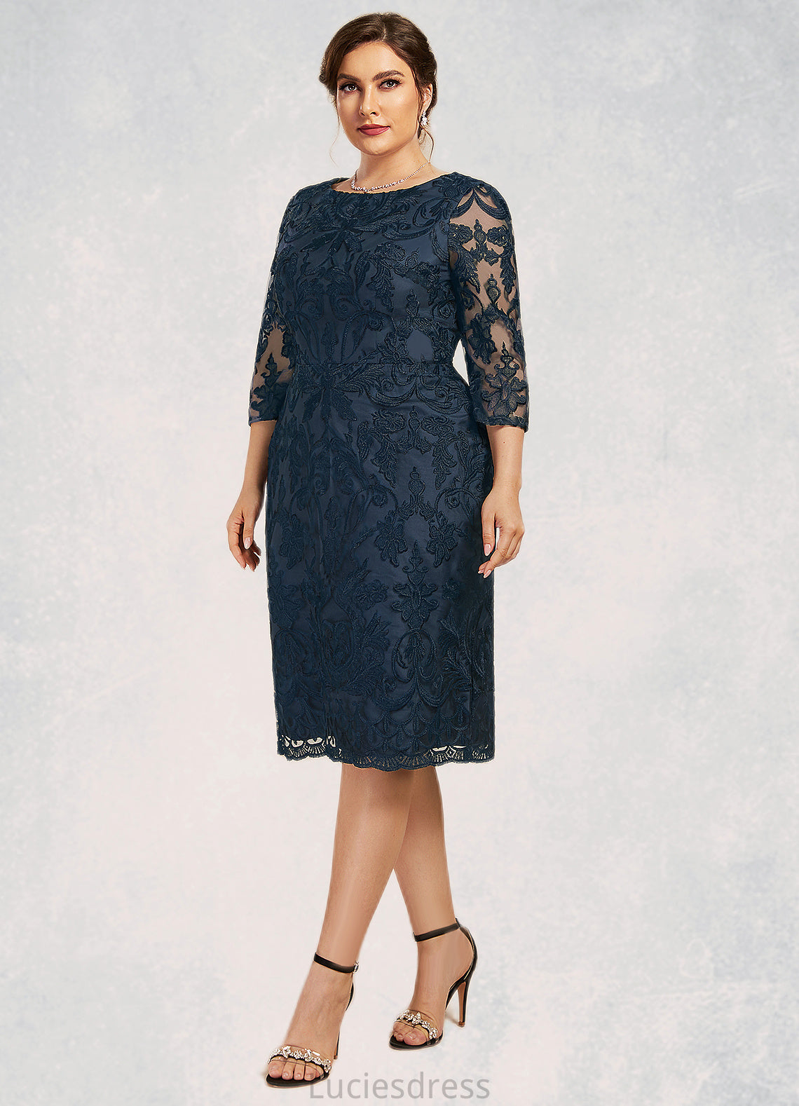 Isla Sheath/Column Scoop Neck Knee-Length Lace Mother of the Bride Dress HF126P0014675