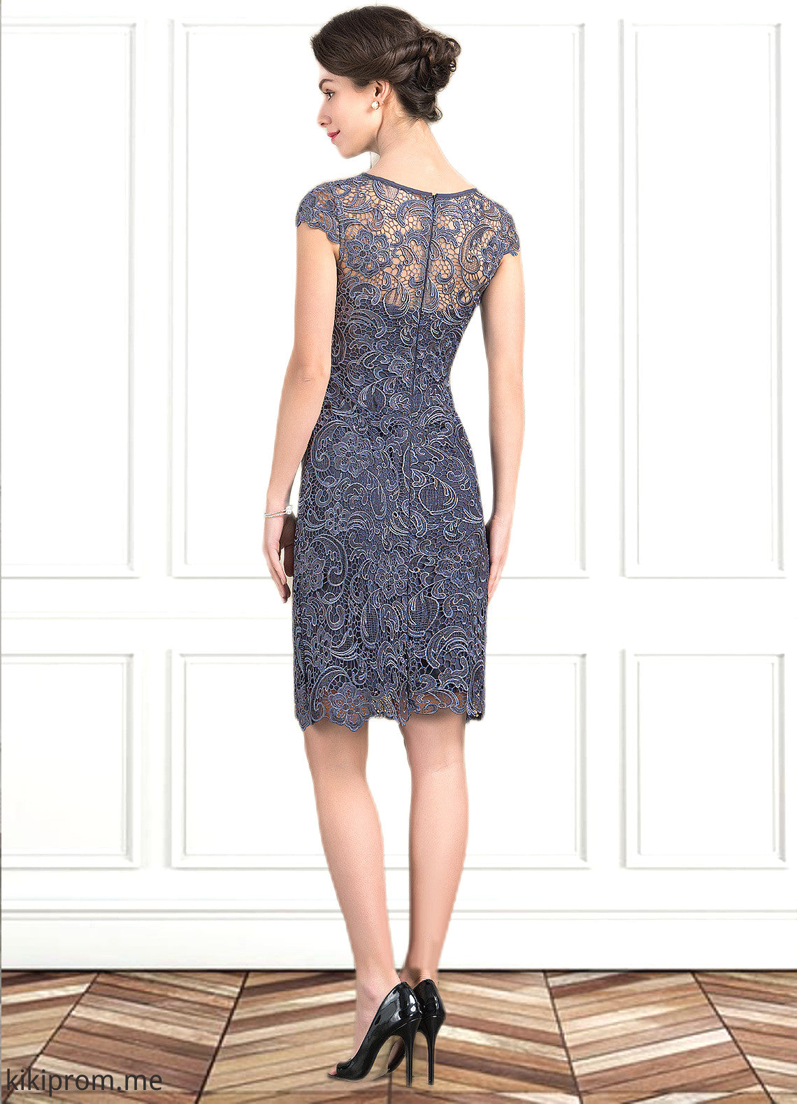 Emerson Sheath/Column Scoop Neck Knee-Length Lace Mother of the Bride Dress STF126P0014691