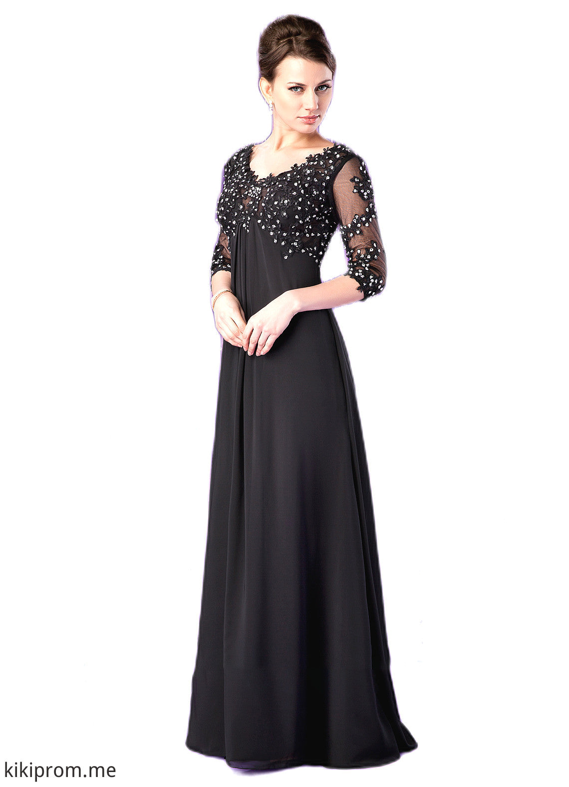 Sophie Empire V-neck Sweep Train Chiffon Mother of the Bride Dress With Lace Beading STF126P0014697