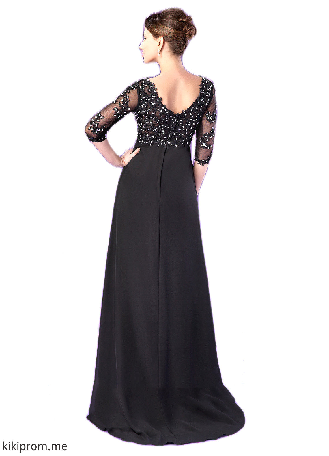 Sophie Empire V-neck Sweep Train Chiffon Mother of the Bride Dress With Lace Beading STF126P0014697