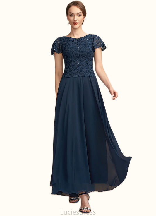 Jess A-Line Scoop Neck Ankle-Length Chiffon Lace Mother of the Bride Dress With Sequins HF126P0014701