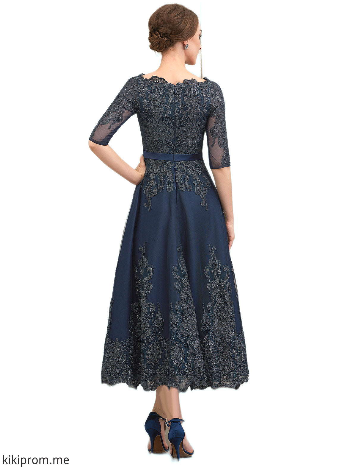 Mariam A-Line Scoop Neck Tea-Length Lace Mother of the Bride Dress STF126P0014705