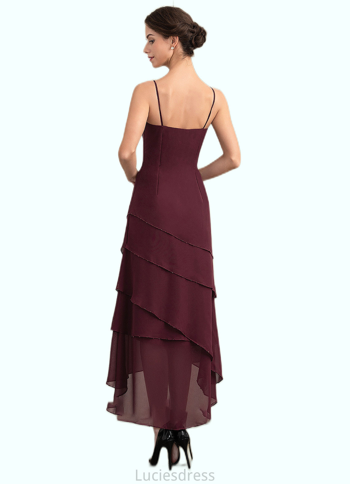 Alondra A-Line Scoop Neck Asymmetrical Chiffon Mother of the Bride Dress With Beading HF126P0014710