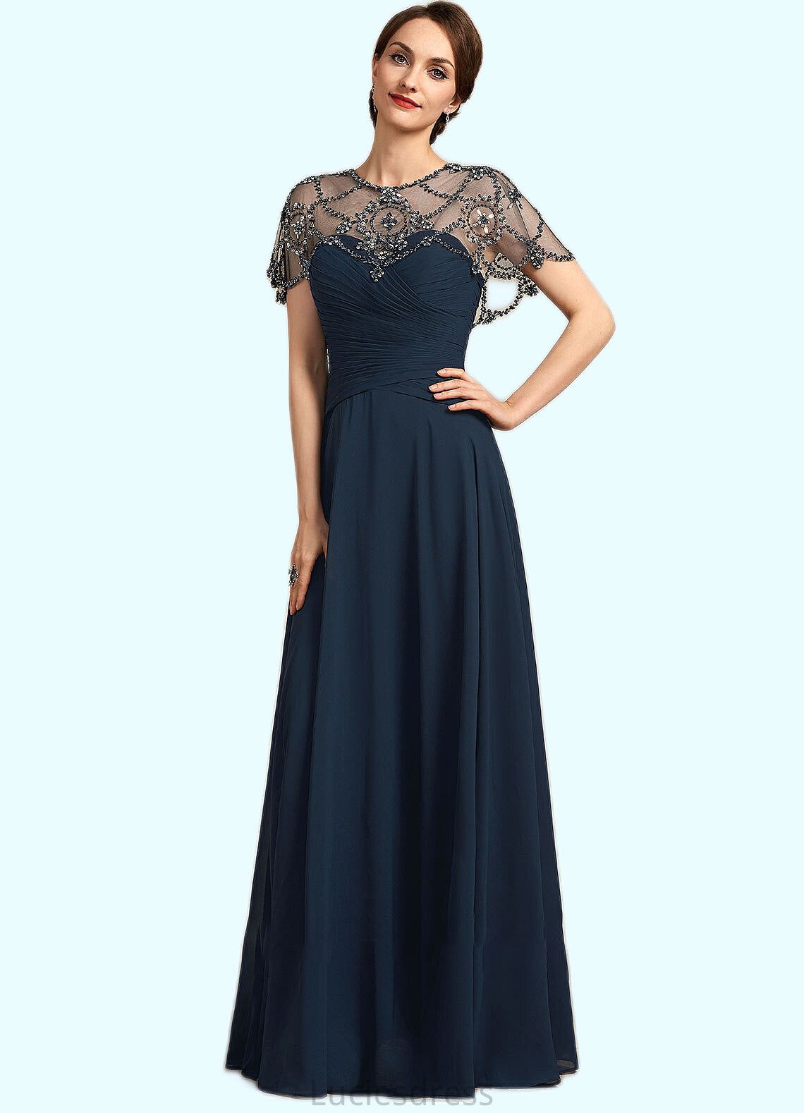 Tricia A-Line Scoop Neck Floor-Length Chiffon Mother of the Bride Dress With Ruffle Beading Sequins HF126P0014711