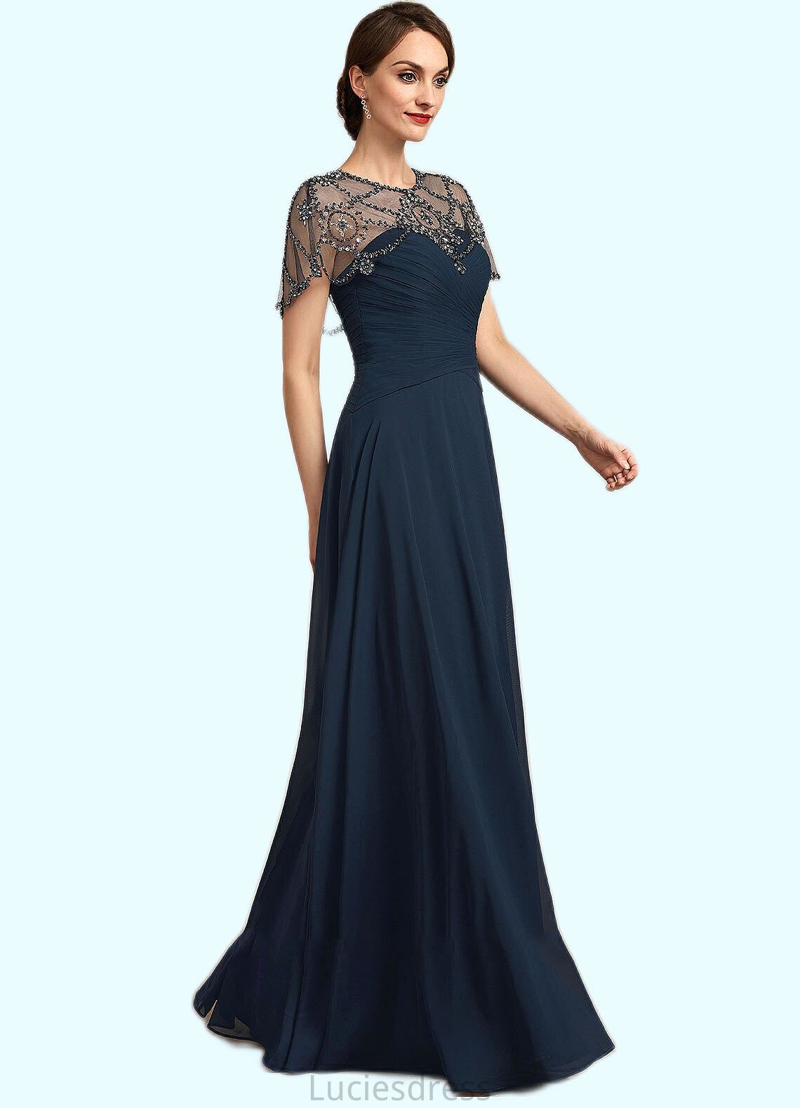 Tricia A-Line Scoop Neck Floor-Length Chiffon Mother of the Bride Dress With Ruffle Beading Sequins HF126P0014711