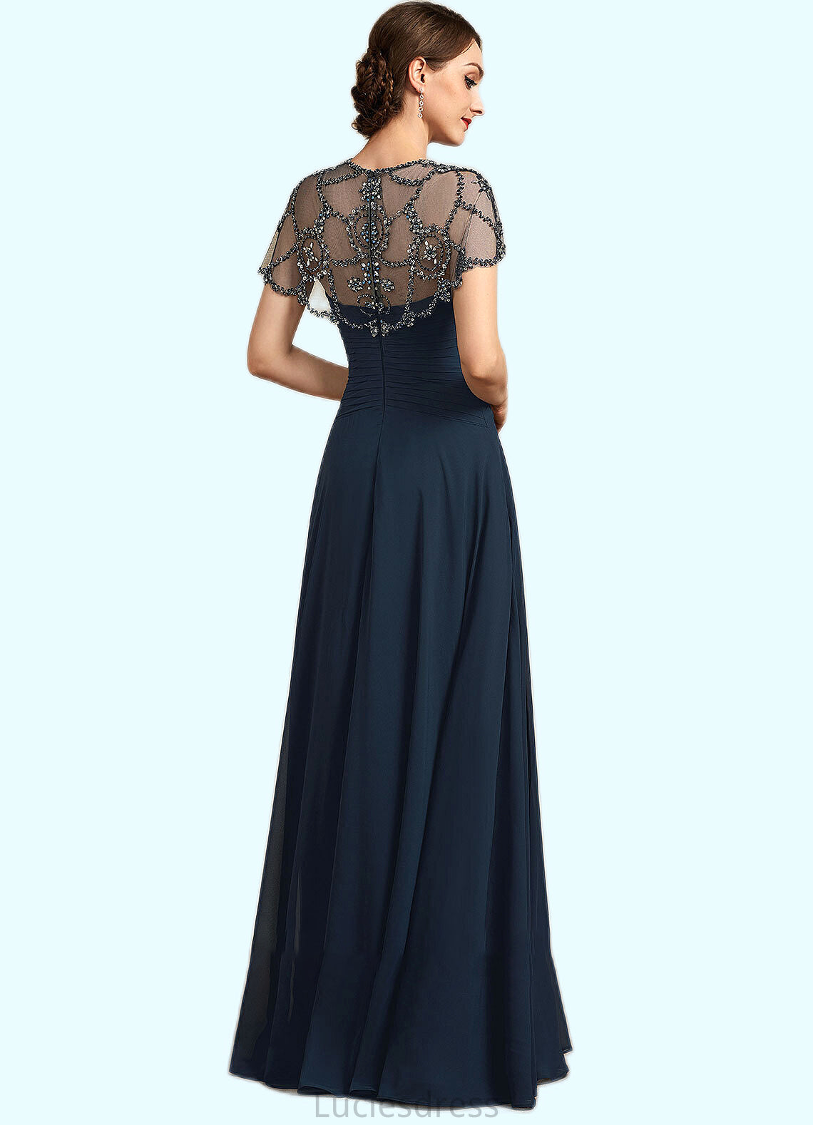 Tricia A-Line Scoop Neck Floor-Length Chiffon Mother of the Bride Dress With Ruffle Beading Sequins HF126P0014711