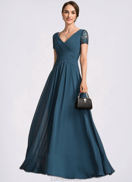 Serenity A-Line V-neck Floor-Length Chiffon Mother of the Bride Dress With Lace HF126P0014713