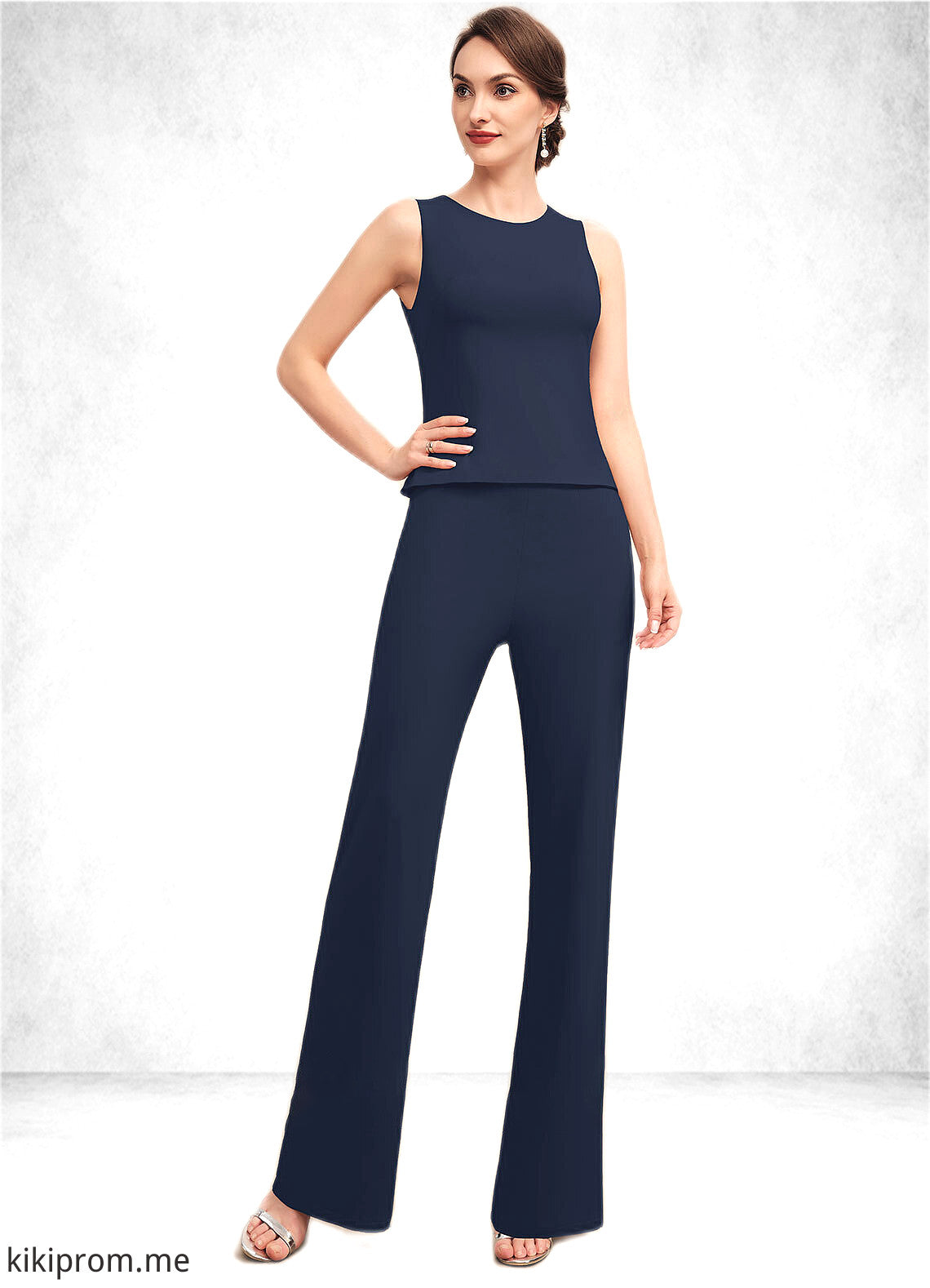 Amari Jumpsuit/Pantsuit Scoop Neck Floor-Length Jersey Mother of the Bride Dress STF126P0014714