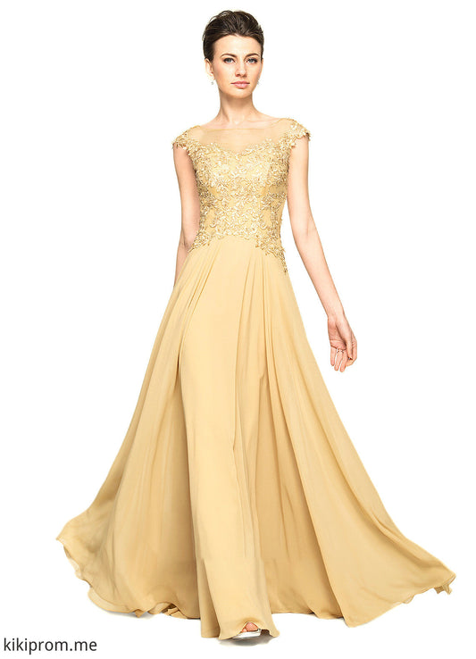 Nylah A-Line Scoop Neck Floor-Length Chiffon Lace Mother of the Bride Dress With Beading Sequins STF126P0014717