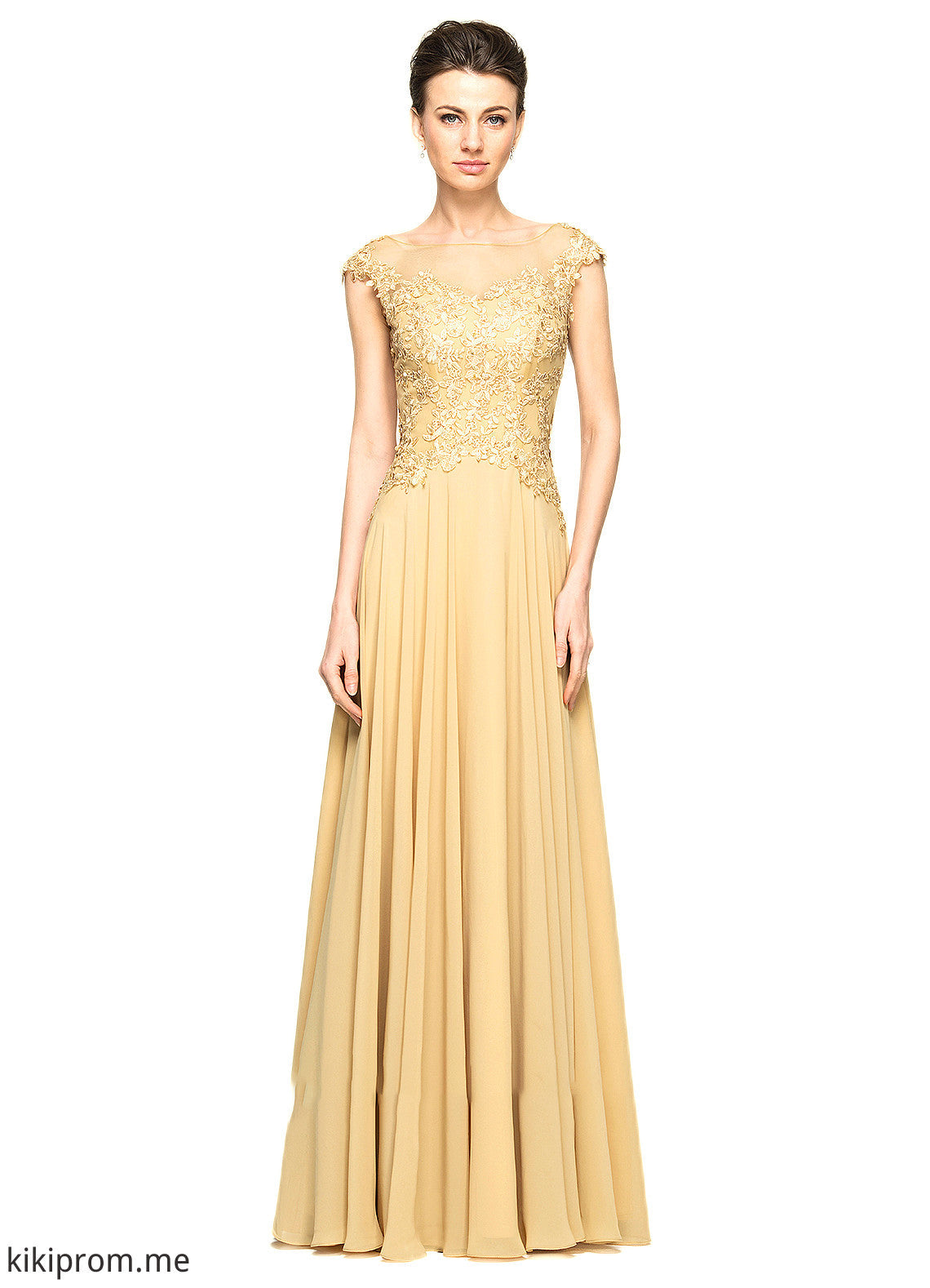 Nylah A-Line Scoop Neck Floor-Length Chiffon Lace Mother of the Bride Dress With Beading Sequins STF126P0014717