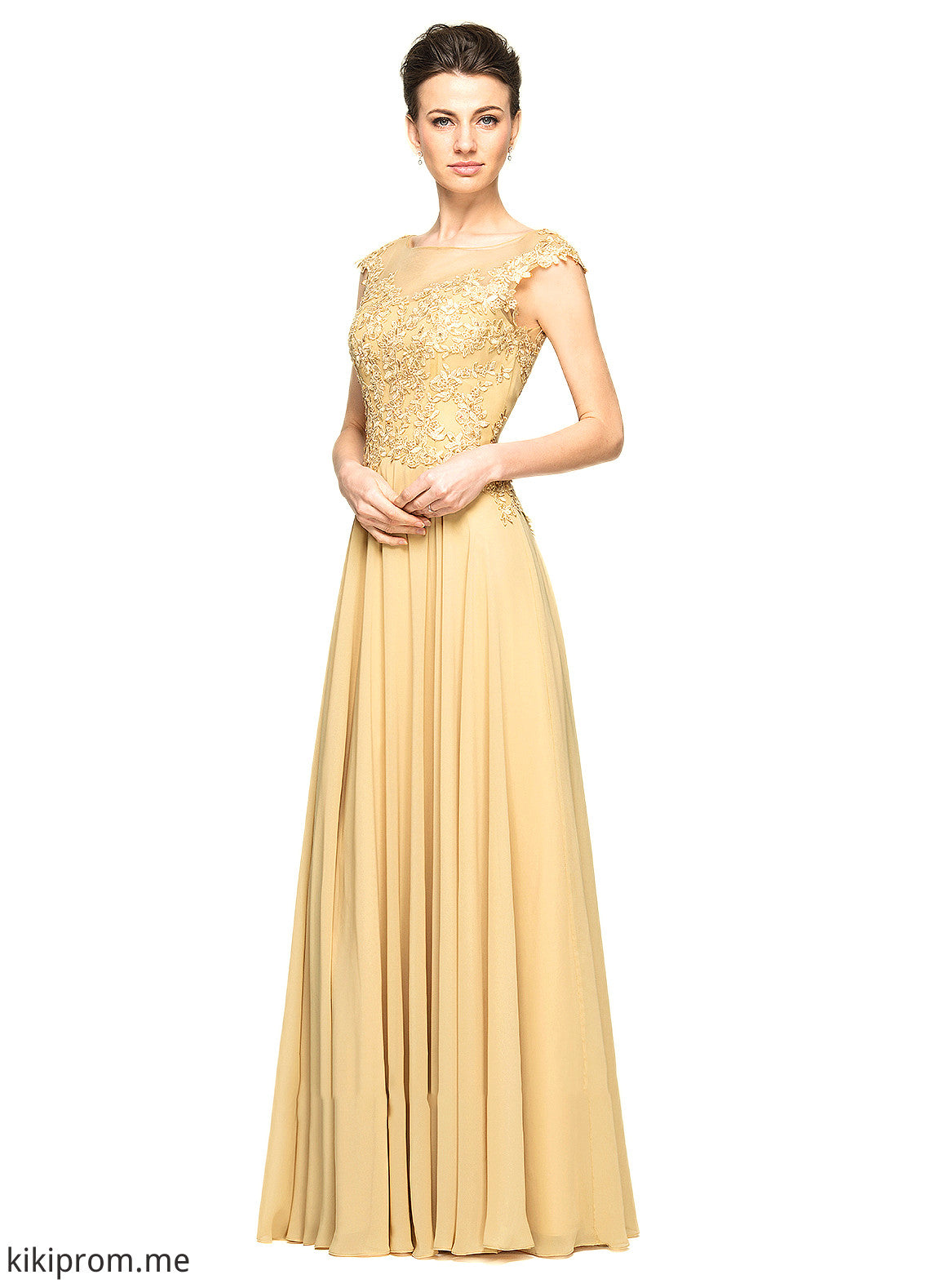 Nylah A-Line Scoop Neck Floor-Length Chiffon Lace Mother of the Bride Dress With Beading Sequins STF126P0014717