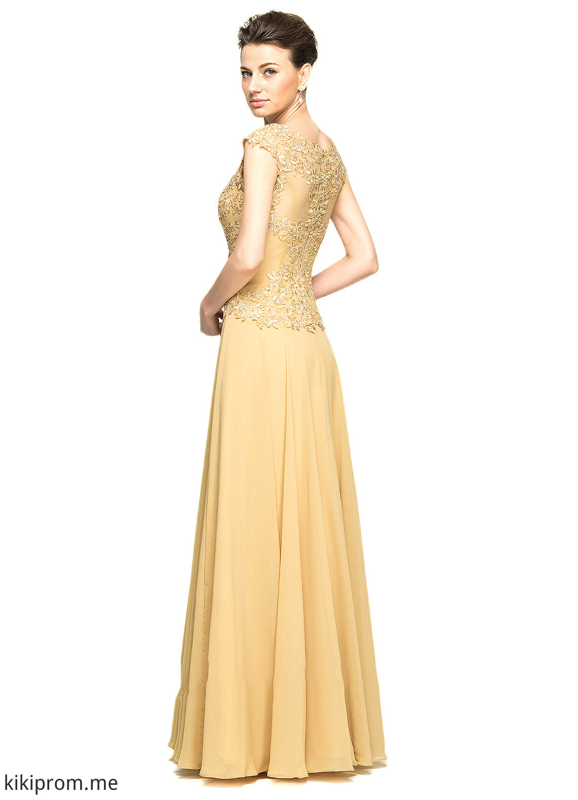 Nylah A-Line Scoop Neck Floor-Length Chiffon Lace Mother of the Bride Dress With Beading Sequins STF126P0014717