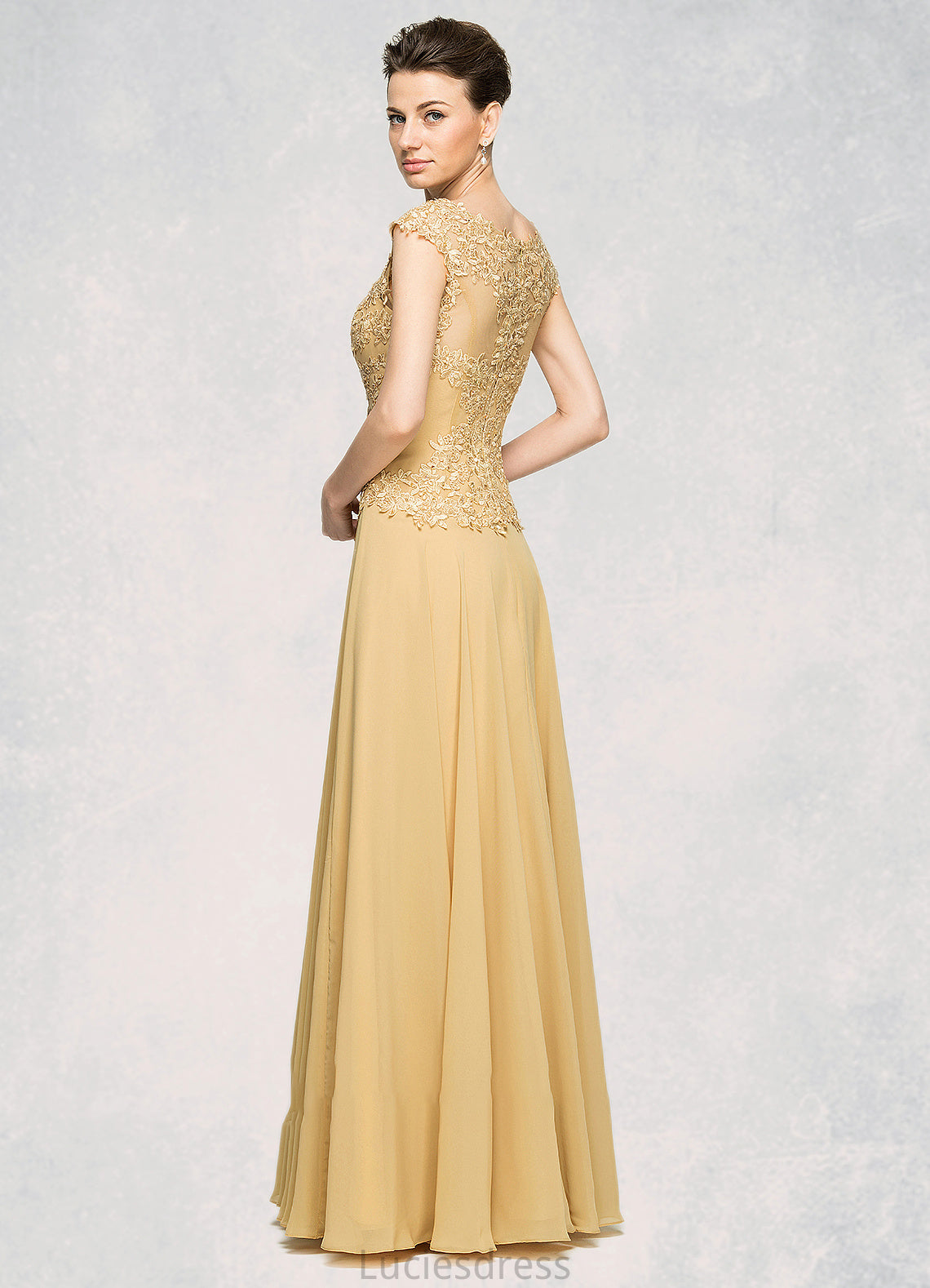 Eliza A-Line Scoop Neck Floor-Length Chiffon Lace Mother of the Bride Dress With Beading Sequins HF126P0014717