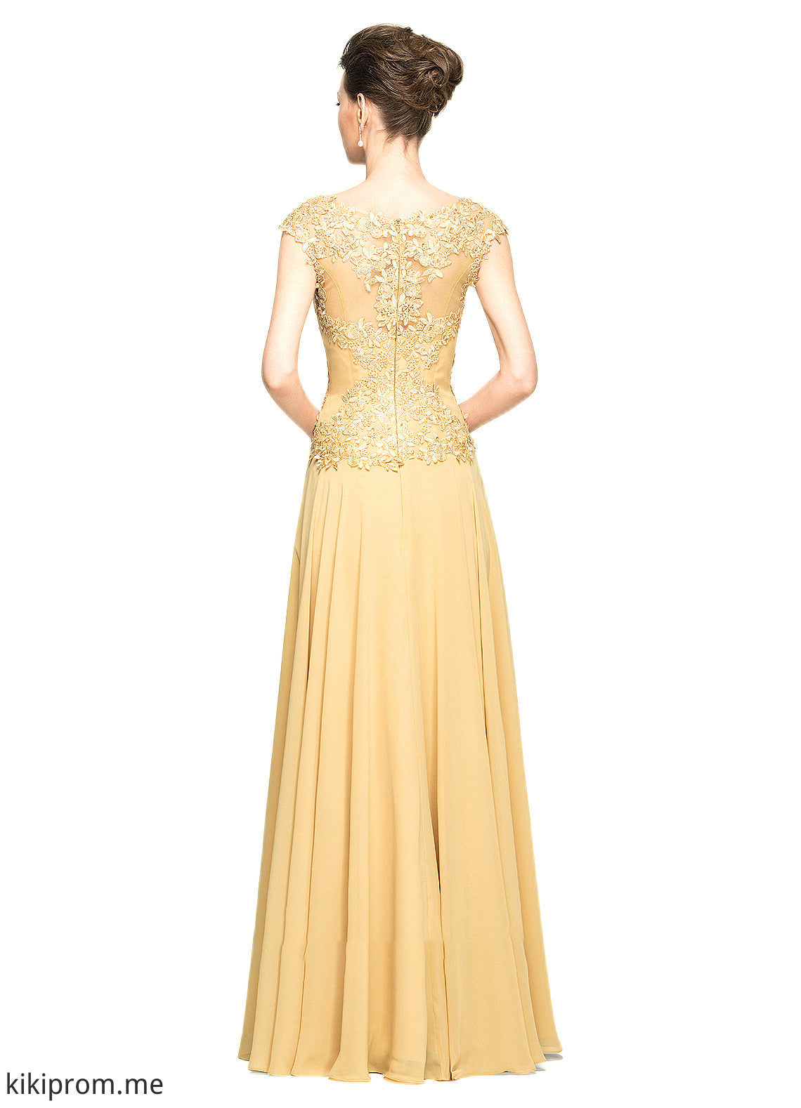 Nylah A-Line Scoop Neck Floor-Length Chiffon Lace Mother of the Bride Dress With Beading Sequins STF126P0014717