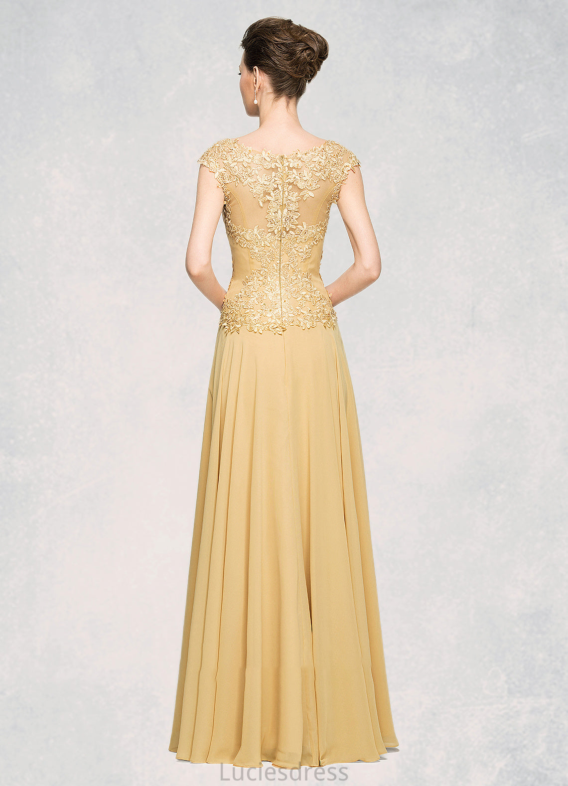 Eliza A-Line Scoop Neck Floor-Length Chiffon Lace Mother of the Bride Dress With Beading Sequins HF126P0014717