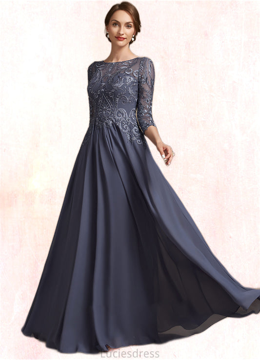 Kyleigh A-Line Scoop Neck Floor-Length Chiffon Lace Mother of the Bride Dress HF126P0014719