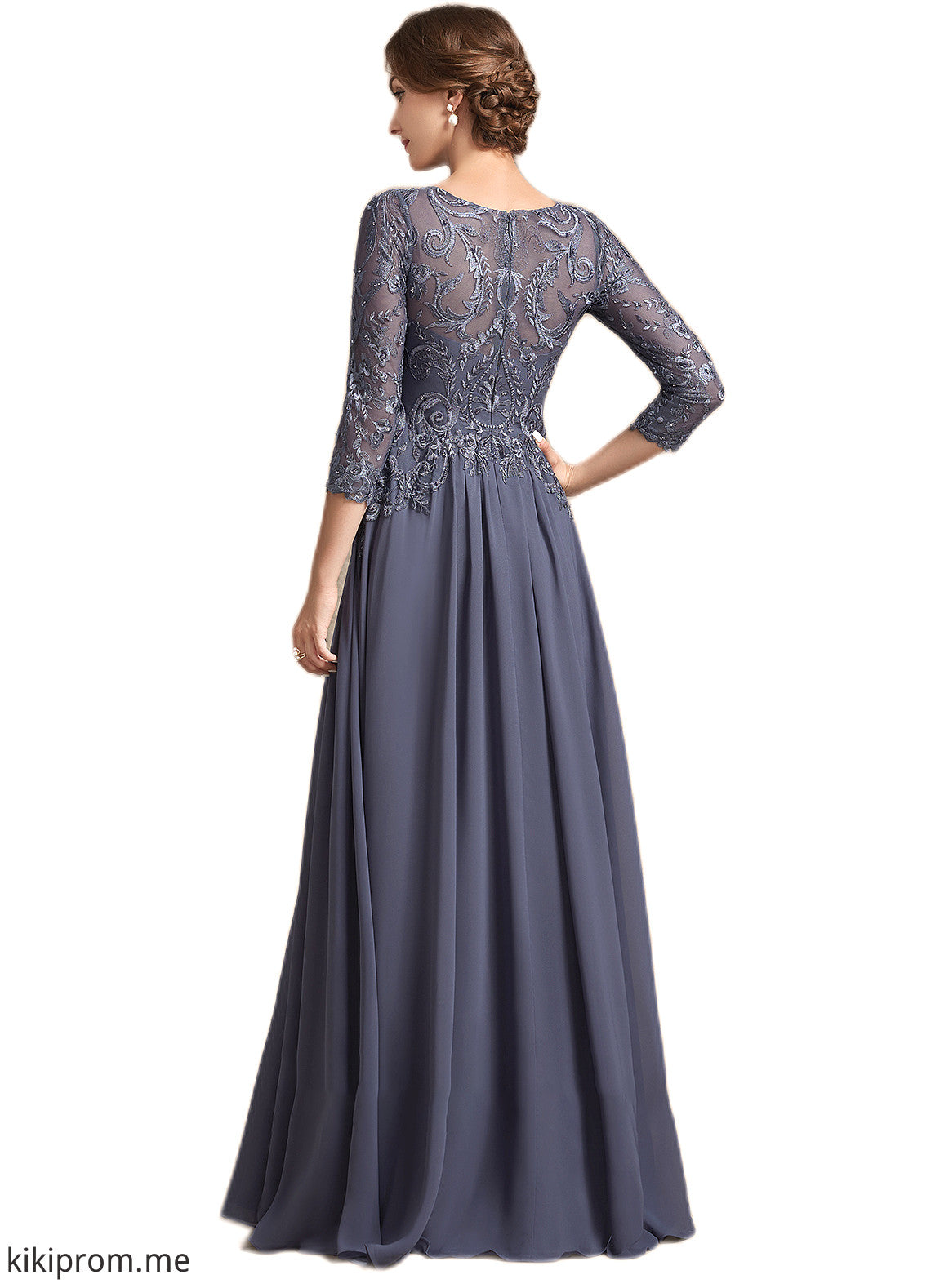 Johanna A-Line Scoop Neck Floor-Length Chiffon Lace Mother of the Bride Dress STF126P0014719