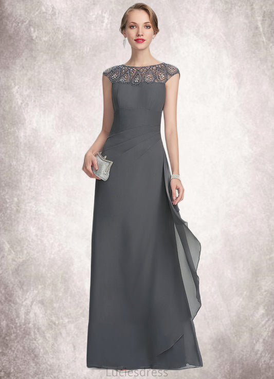 Quinn A-Line Scoop Neck Floor-Length Chiffon Mother of the Bride Dress With Beading Sequins Cascading Ruffles HF126P0014721