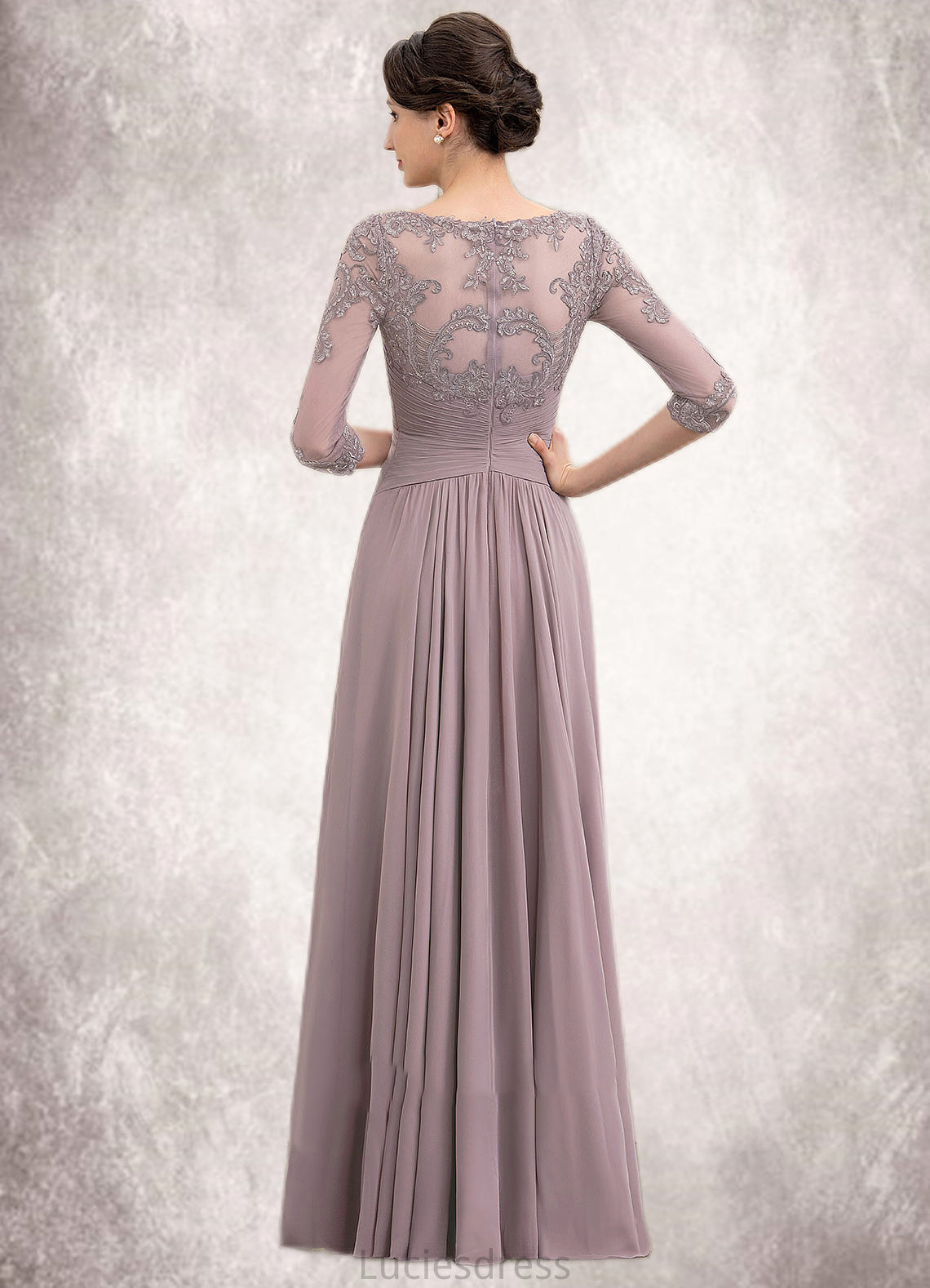 Kelsey A-Line V-neck Asymmetrical Chiffon Lace Mother of the Bride Dress With Sequins HF126P0014728