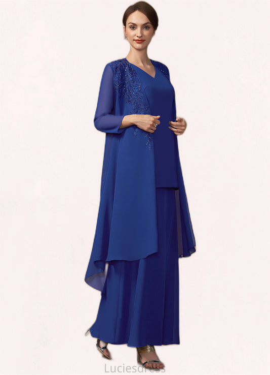 Liana A-line V-Neck Ankle-Length Chiffon Mother of the Bride Dress HF126P0014729