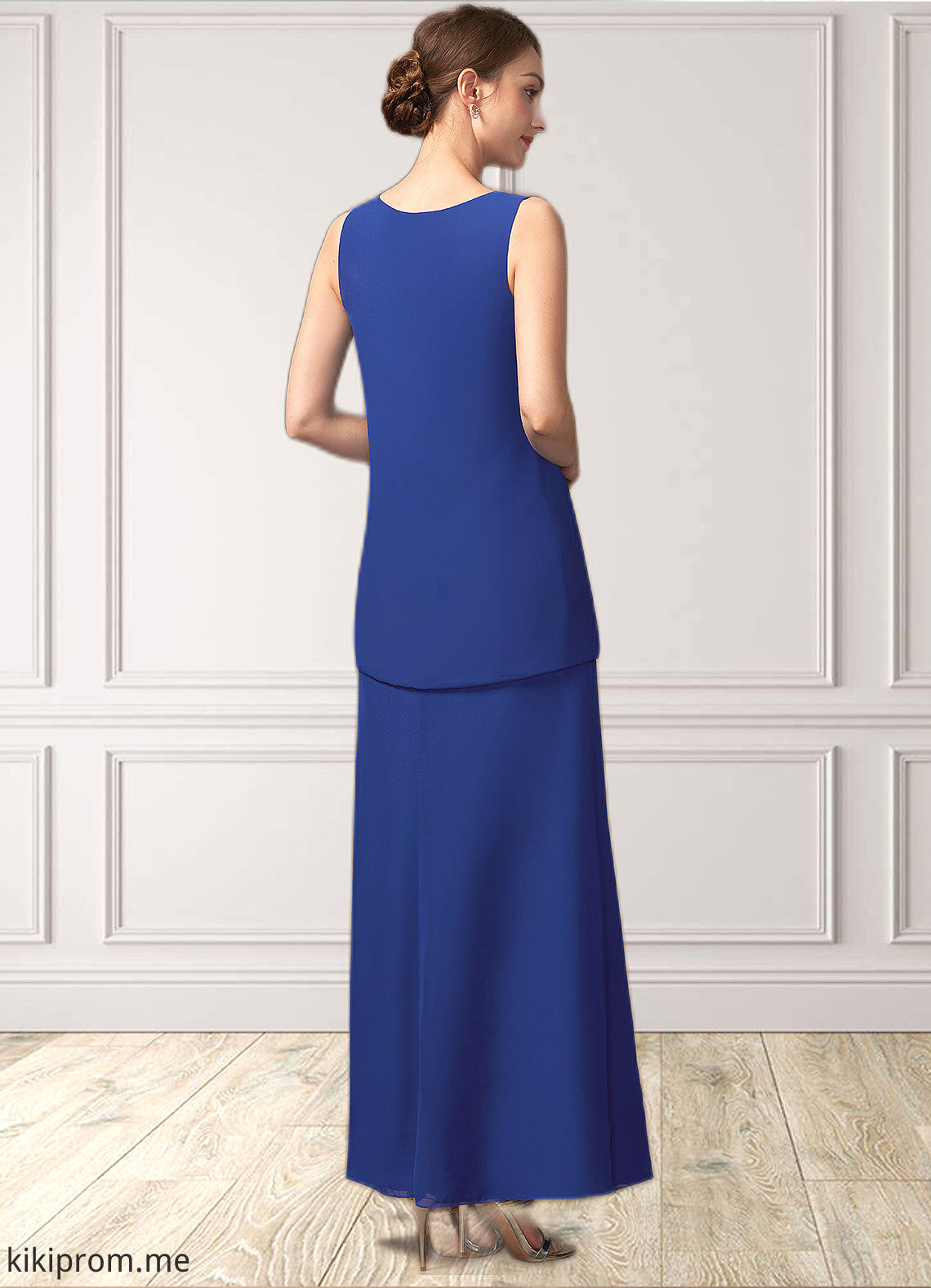 Leah A-line V-Neck Ankle-Length Chiffon Mother of the Bride Dress STF126P0014729