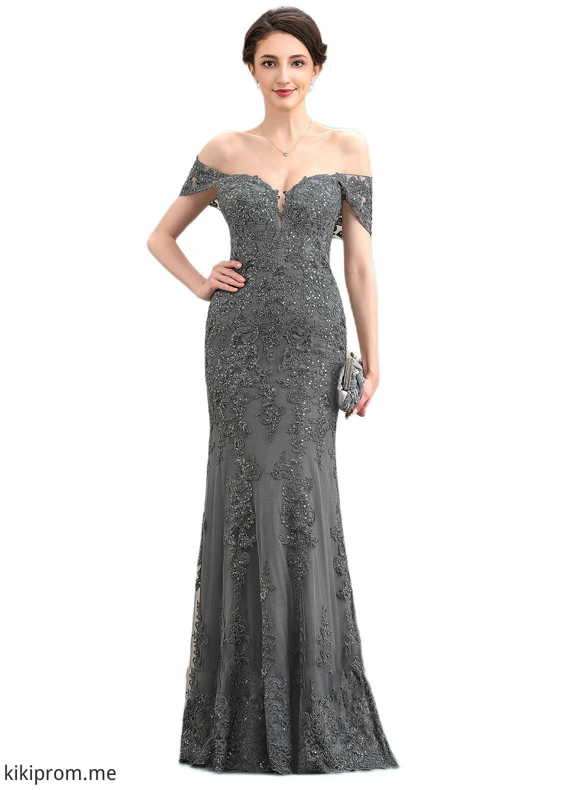 Frederica Trumpet/Mermaid Off-the-Shoulder Floor-Length Tulle Lace Mother of the Bride Dress With Sequins STF126P0014731