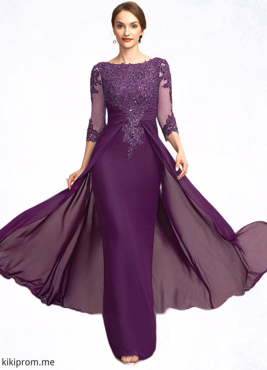 Genesis A-Line Scoop Neck Floor-Length Chiffon Lace Mother of the Bride Dress With Beading Sequins STF126P0014738