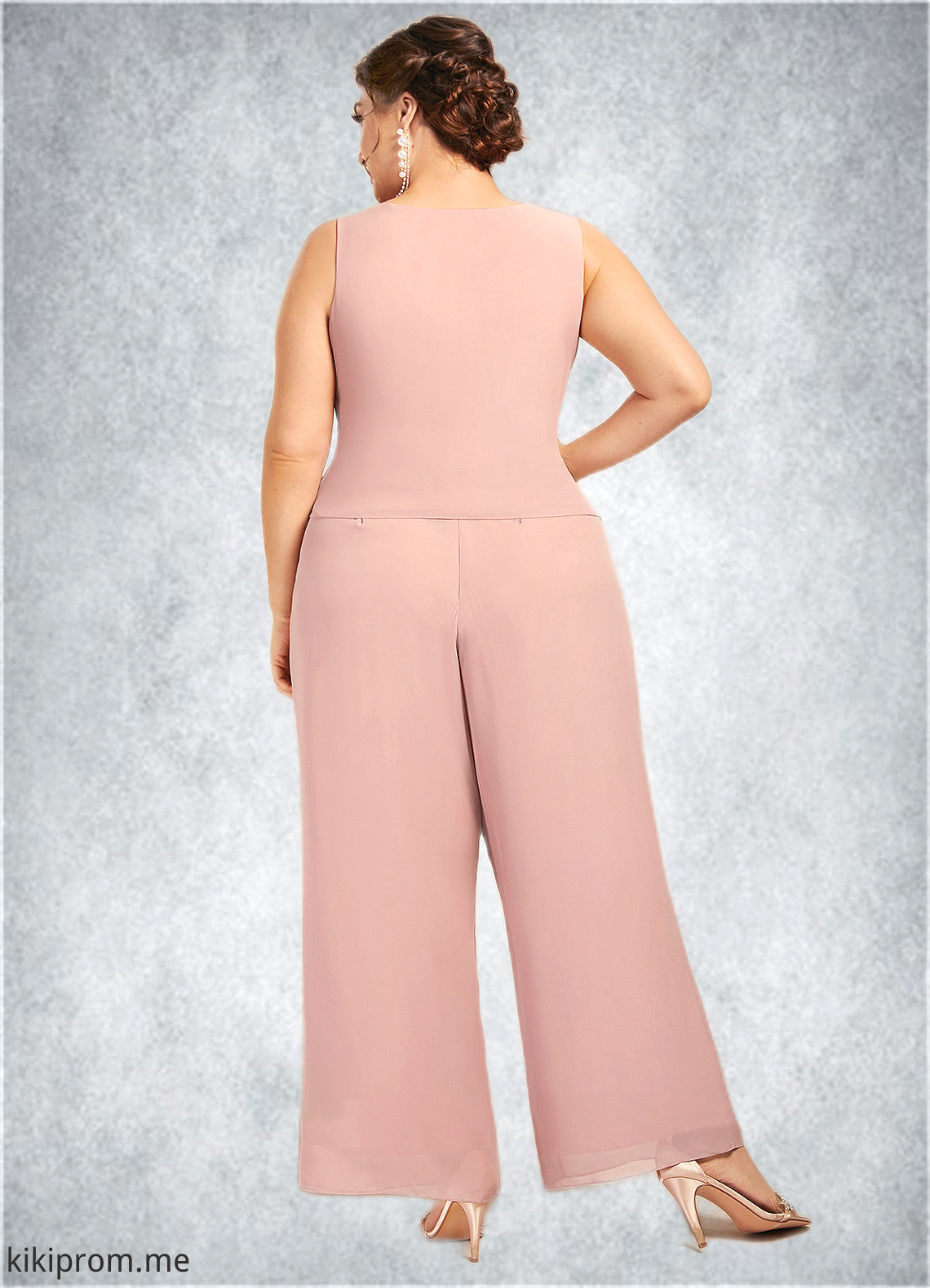 Paityn Jumpsuit/Pantsuit Scoop Neck Ankle-Length Chiffon Lace Mother of the Bride Dress STF126P0014746