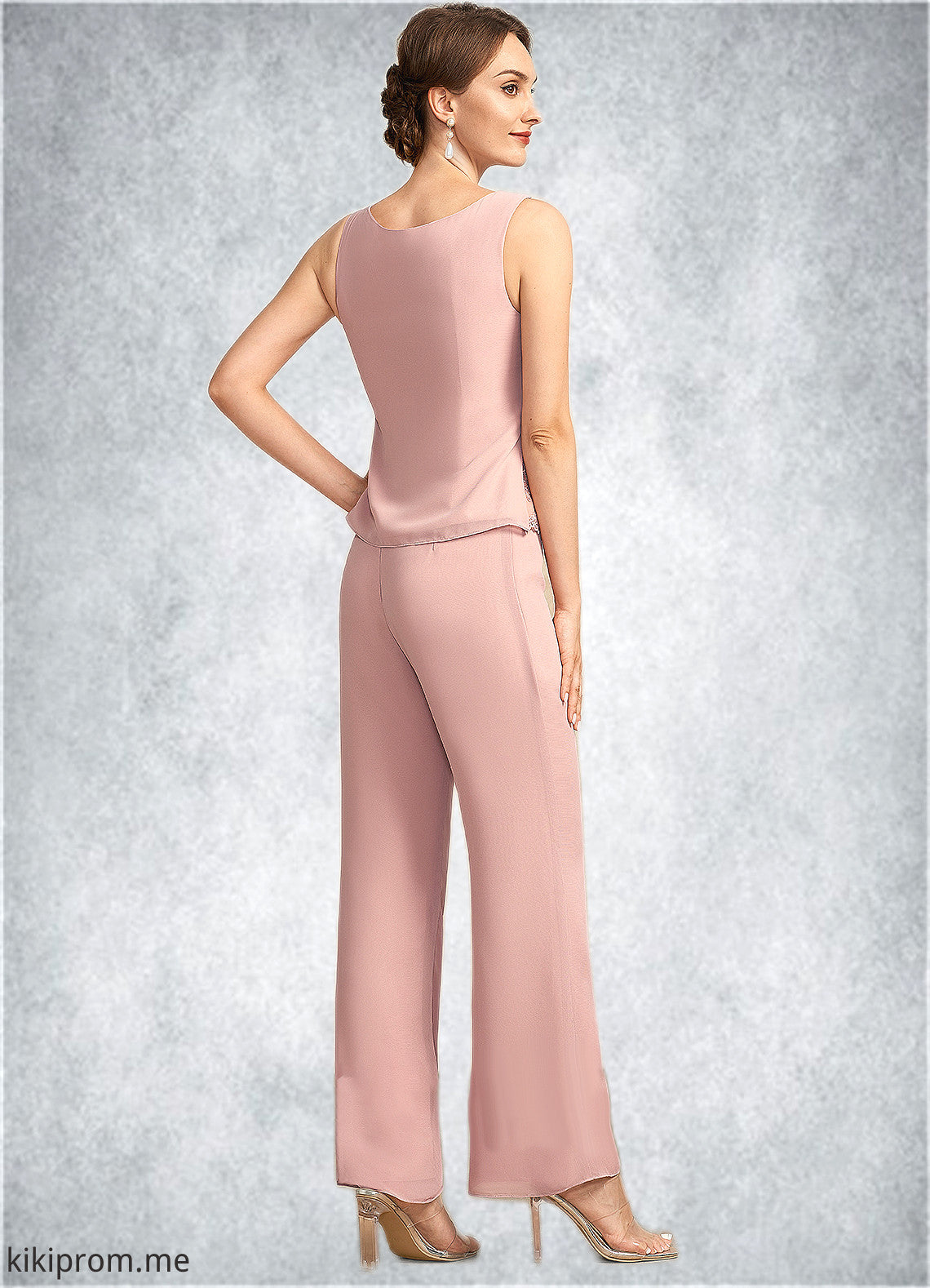 Paityn Jumpsuit/Pantsuit Scoop Neck Ankle-Length Chiffon Lace Mother of the Bride Dress STF126P0014746