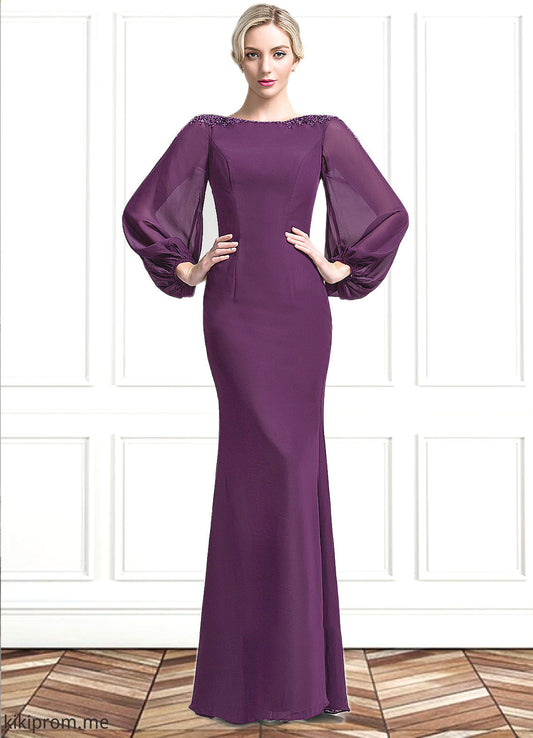 Caroline Trumpet/Mermaid Scoop Neck Floor-Length Chiffon Mother of the Bride Dress With Beading Sequins STF126P0014748