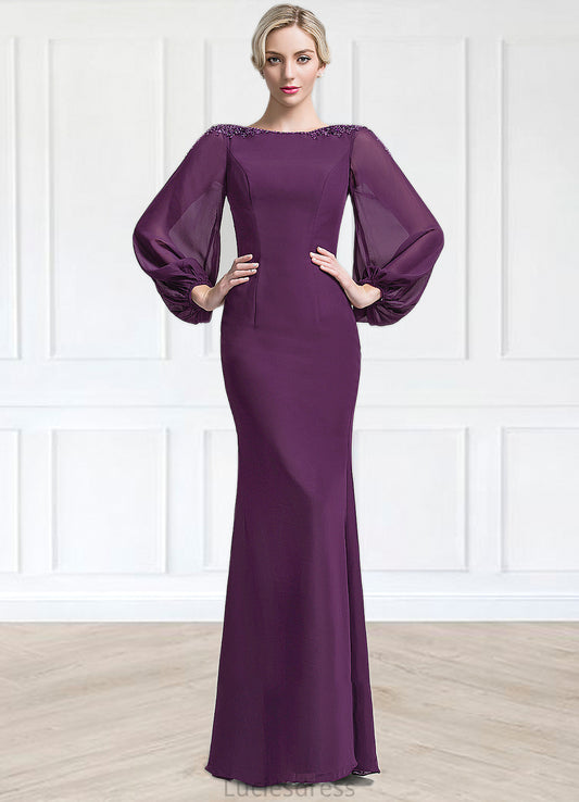 Pat Trumpet/Mermaid Scoop Neck Floor-Length Chiffon Mother of the Bride Dress With Beading Sequins HF126P0014748