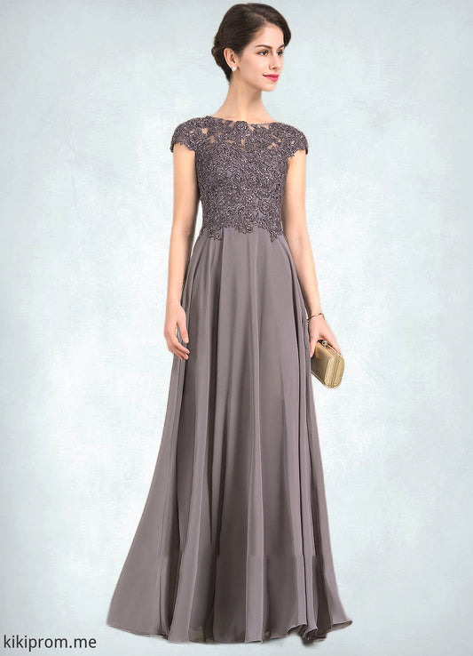 Victoria A-Line Scoop Neck Floor-Length Chiffon Lace Mother of the Bride Dress With Beading STF126P0014761