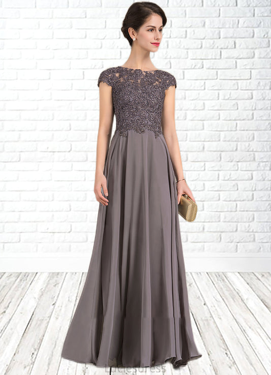 Aurora A-Line Scoop Neck Floor-Length Chiffon Lace Mother of the Bride Dress With Beading HF126P0014761