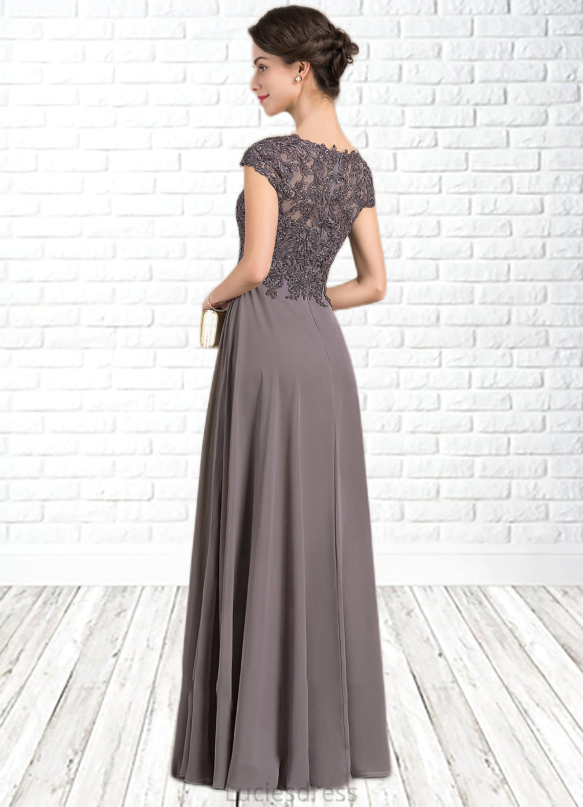 Aurora A-Line Scoop Neck Floor-Length Chiffon Lace Mother of the Bride Dress With Beading HF126P0014761