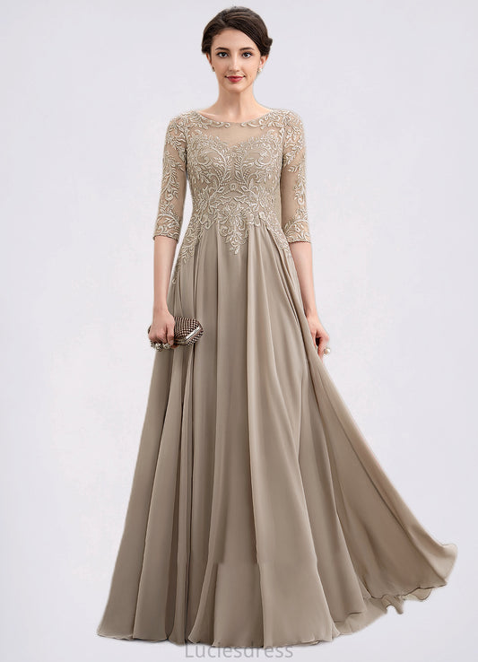 Tori A-Line Scoop Neck Floor-Length Chiffon Lace Mother of the Bride Dress With Sequins HF126P0014764