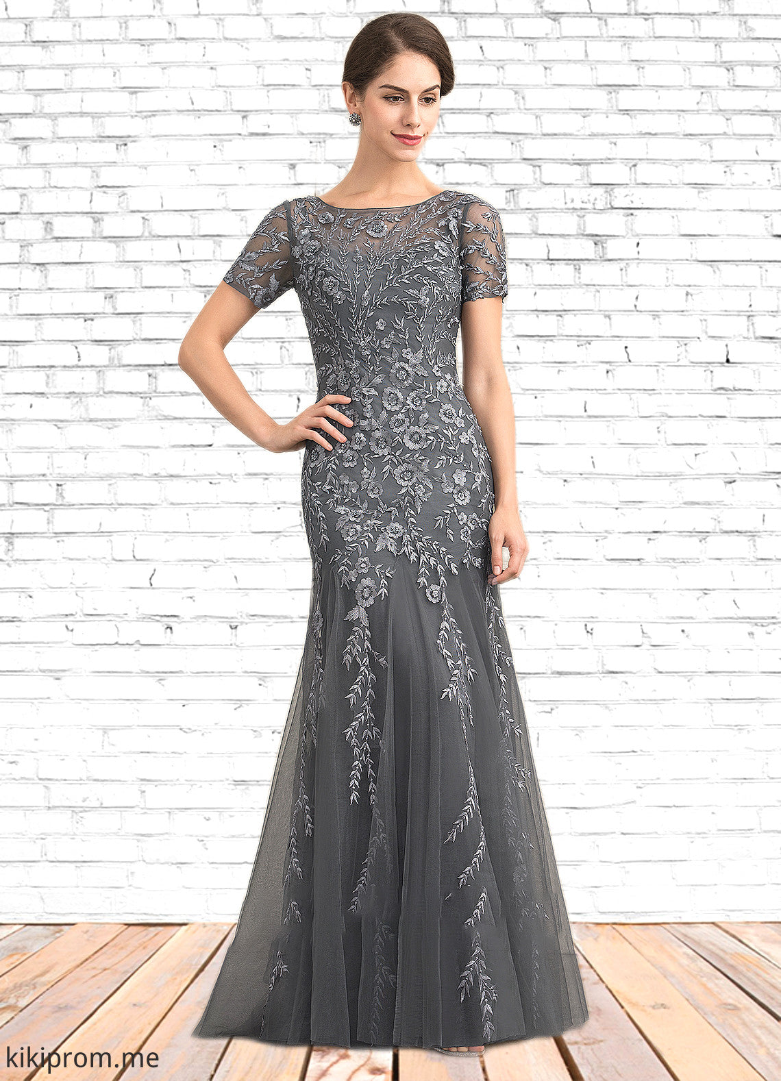 Amber Trumpet/Mermaid Scoop Neck Floor-Length Tulle Lace Mother of the Bride Dress With Beading Sequins STF126P0014767