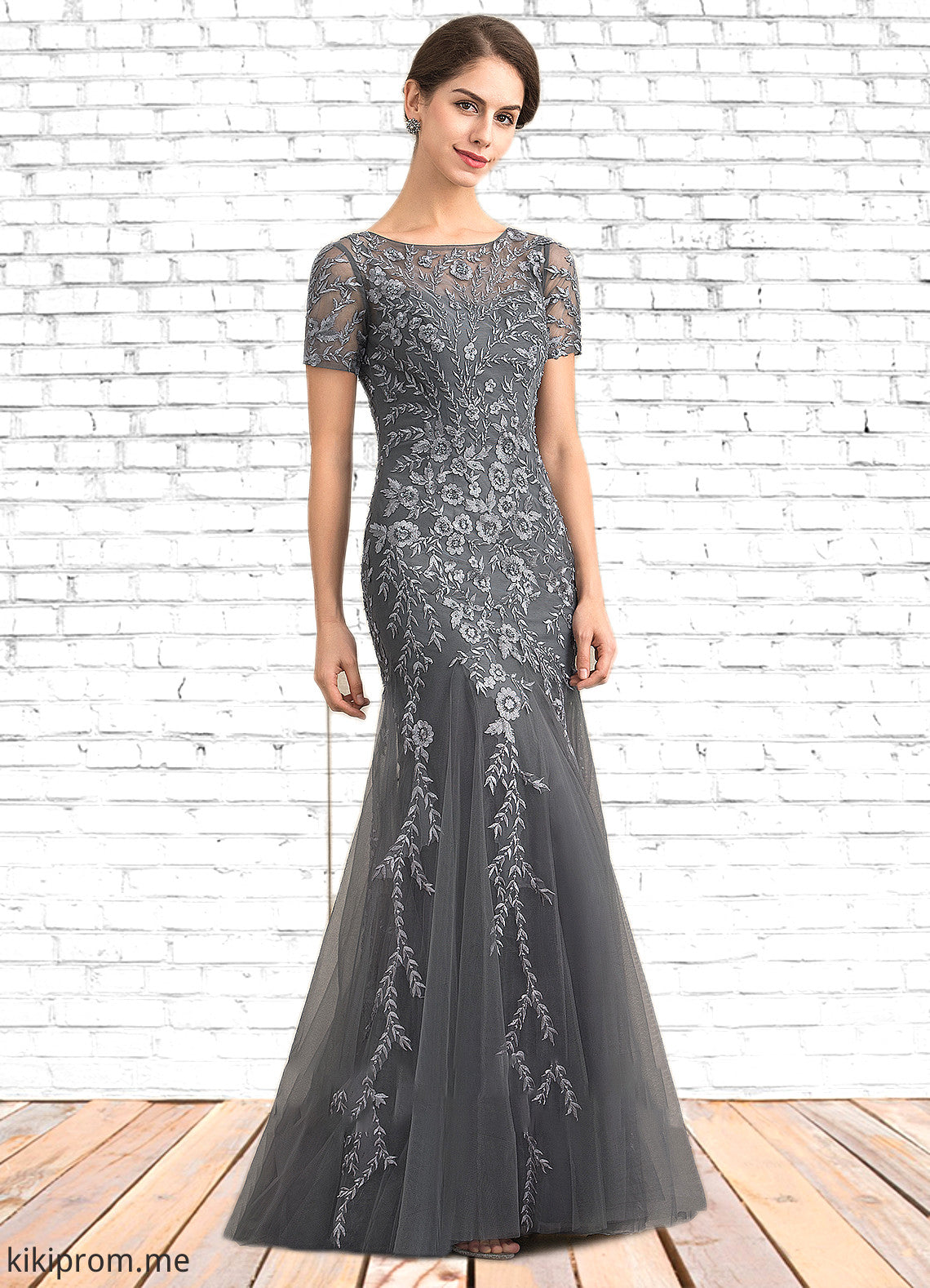 Amber Trumpet/Mermaid Scoop Neck Floor-Length Tulle Lace Mother of the Bride Dress With Beading Sequins STF126P0014767