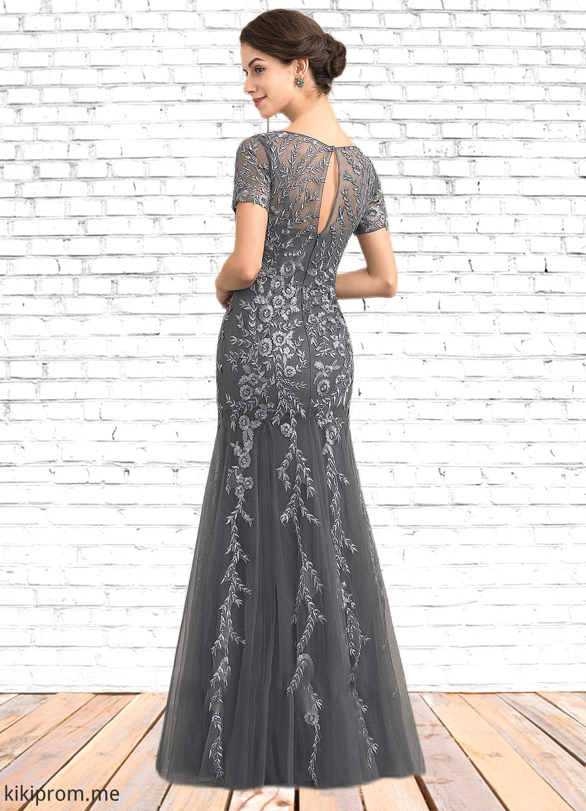 Amber Trumpet/Mermaid Scoop Neck Floor-Length Tulle Lace Mother of the Bride Dress With Beading Sequins STF126P0014767