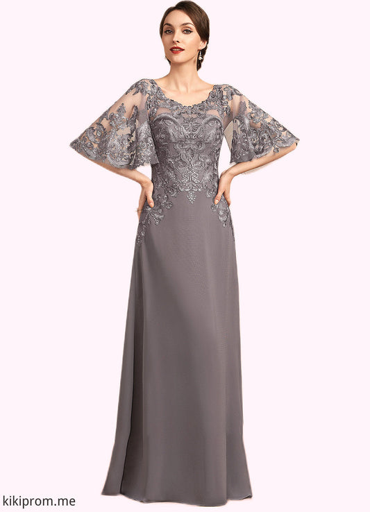 Jasmine A-Line Scoop Neck Floor-Length Chiffon Lace Mother of the Bride Dress With Sequins STF126P0014776