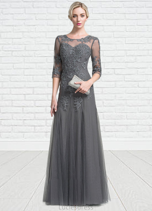 Lucia A-Line/Princess Scoop Neck Floor-Length Tulle Mother of the Bride Dress With Beading Sequins HF126P0014782