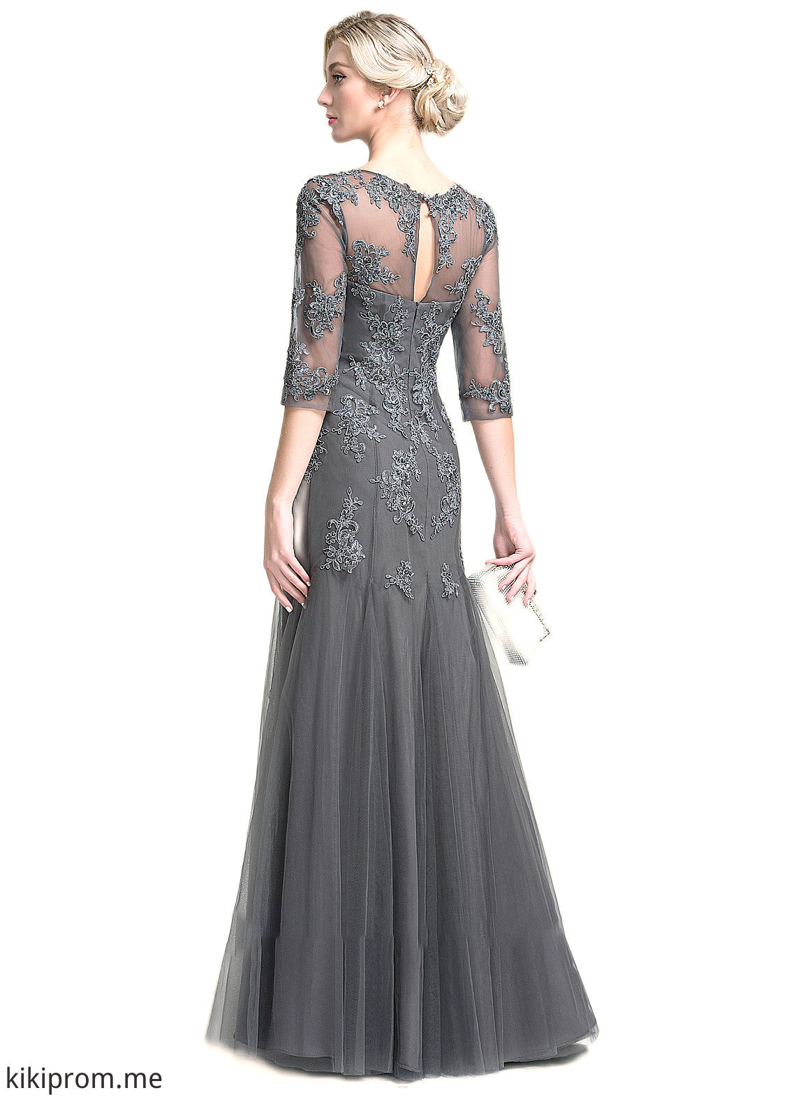 Irene A-Line/Princess Scoop Neck Floor-Length Tulle Mother of the Bride Dress With Beading Sequins STF126P0014782