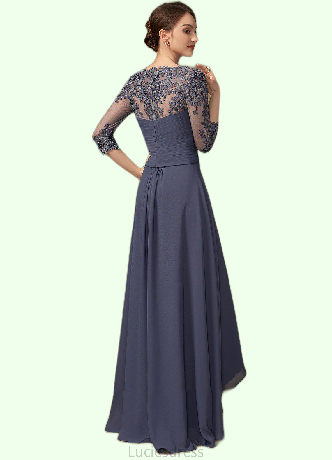 Ivy A-Line Sweetheart Asymmetrical Chiffon Lace Mother of the Bride Dress With Beading Sequins HF126P0014783