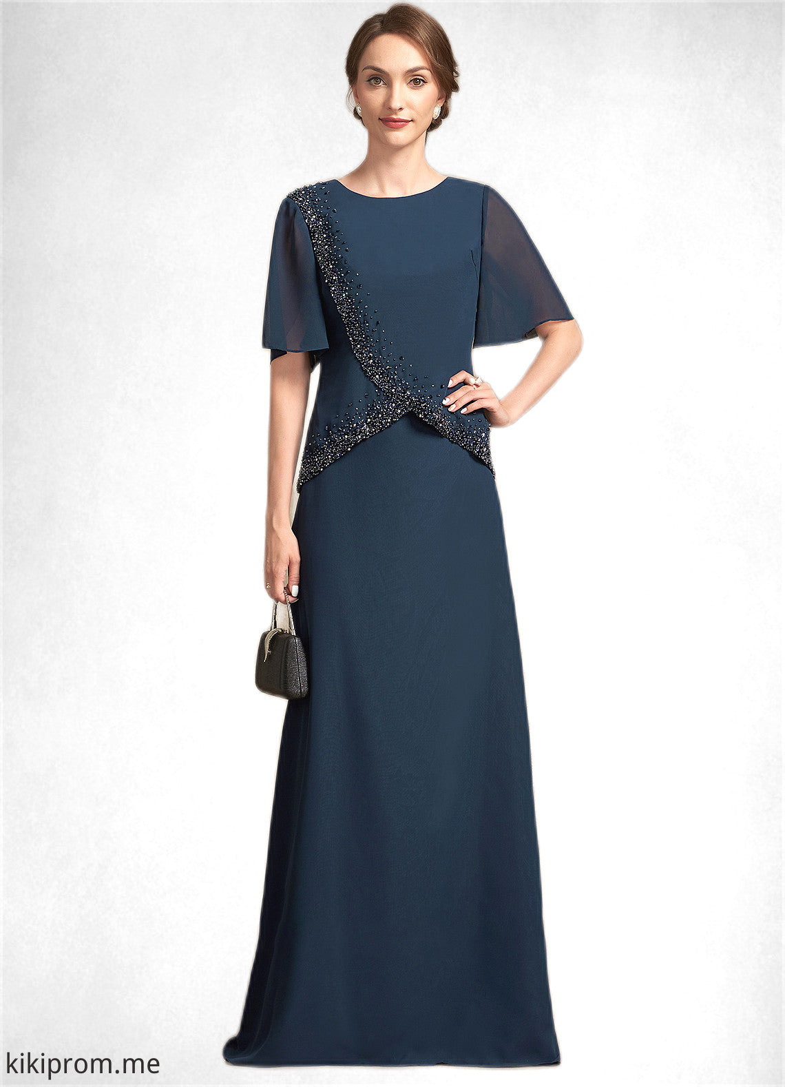 Winifred A-Line Scoop Neck Floor-Length Chiffon Mother of the Bride Dress With Beading Sequins STF126P0014787