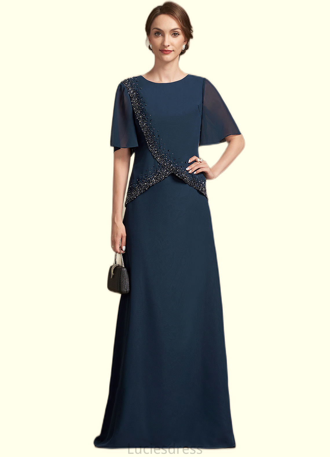 Autumn A-Line Scoop Neck Floor-Length Chiffon Mother of the Bride Dress With Beading Sequins HF126P0014787