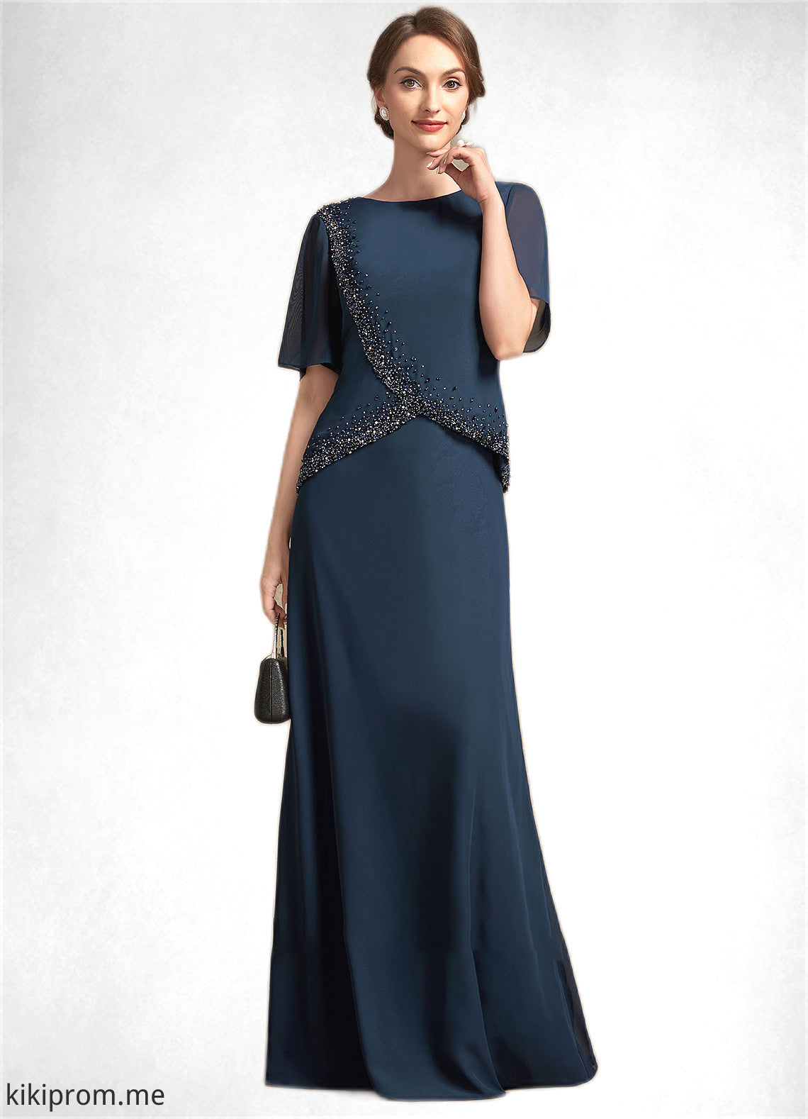 Winifred A-Line Scoop Neck Floor-Length Chiffon Mother of the Bride Dress With Beading Sequins STF126P0014787