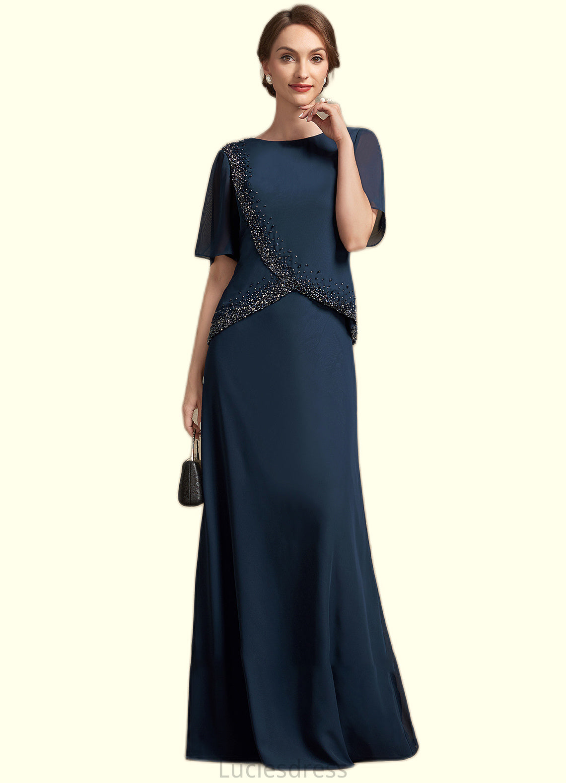 Autumn A-Line Scoop Neck Floor-Length Chiffon Mother of the Bride Dress With Beading Sequins HF126P0014787